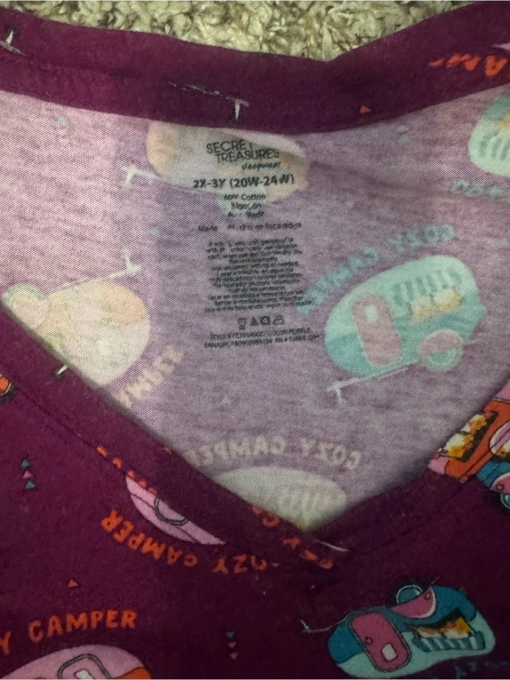 V-Neck Pajama nightgown women’s  in Purple with Camper Print